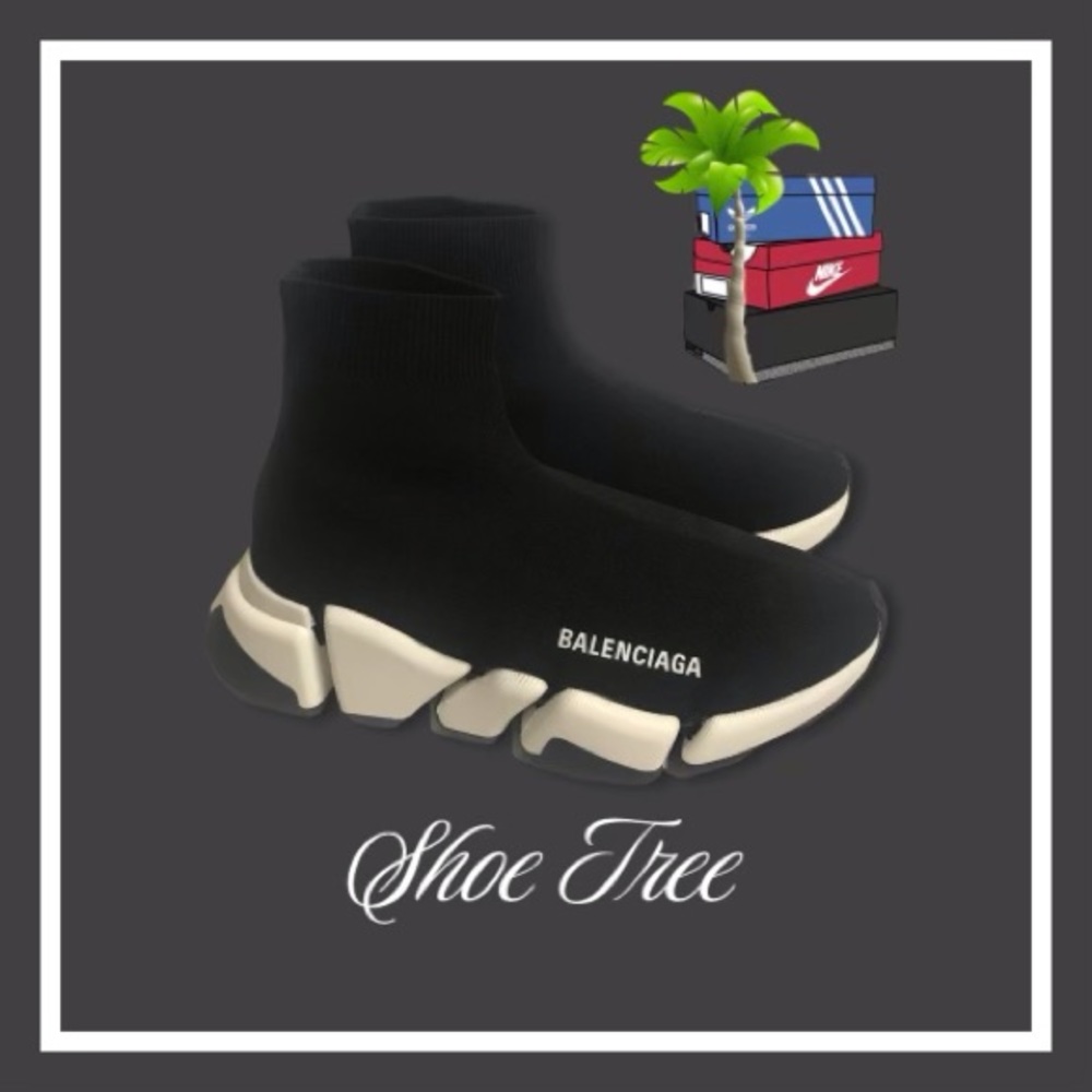 Balenciaga Black Sock Runner with Cream Accents